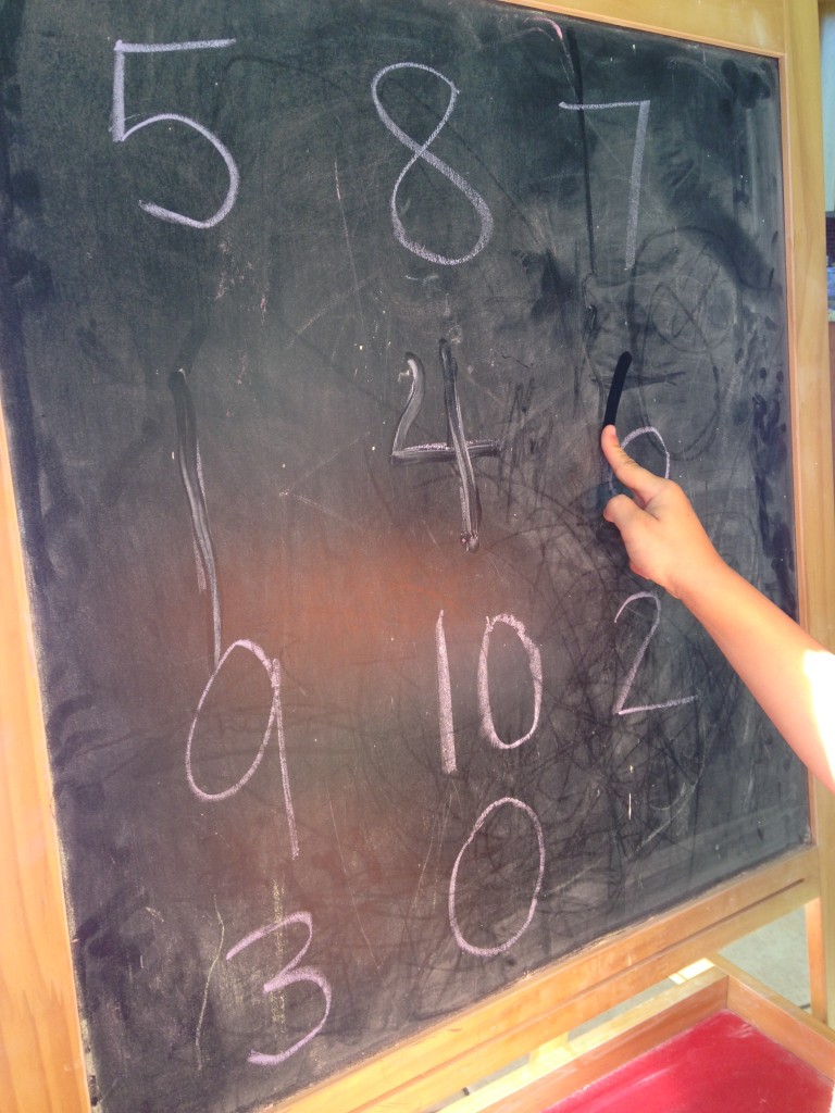 Learn numbers by erasing them on a chalkboard.